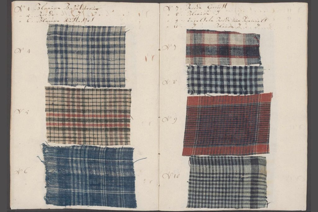 Indian fabric samples aboard slave ship De Vrouwe Maria Geertruida, which set sail for the Guinea coast on January 7, 1788 Nationaal Archief, 1.05.01.02, no. 179. Photo Credit: © Connecting Threads.