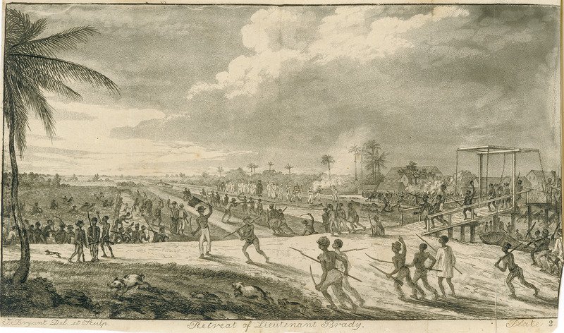 Retreat of British Military during Demerara Rebellion. Photo Credit: © Public Domain via Wikimedia Commons.