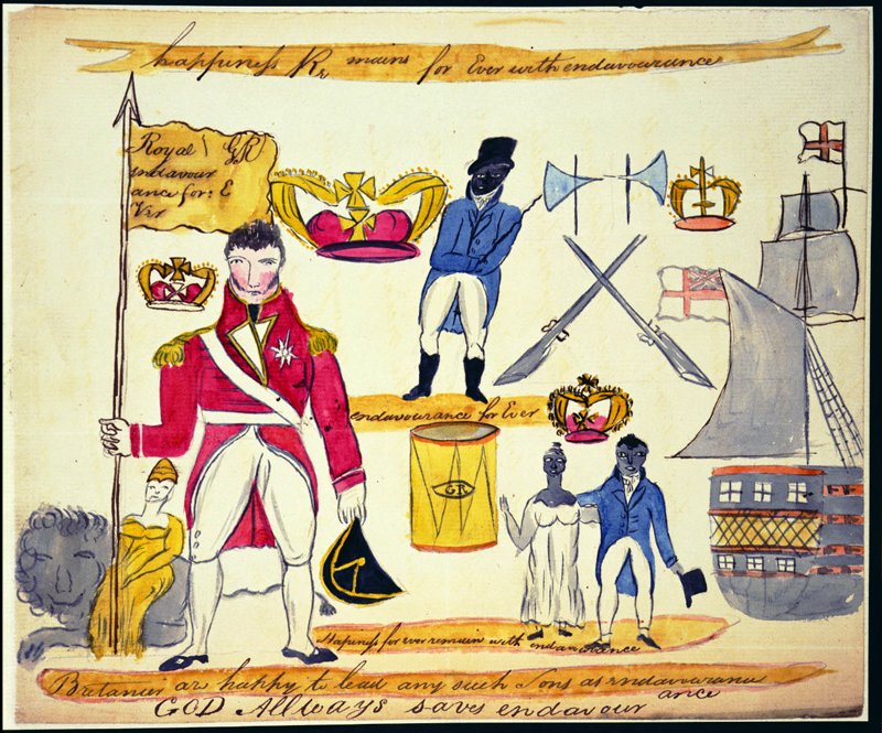 Sketch of a flag taken from rebels against slavery in Barbados, after the uprising known as Bussa's Rebellion. Photo Credit: © The National Archives UK via Wikimedia Commons.